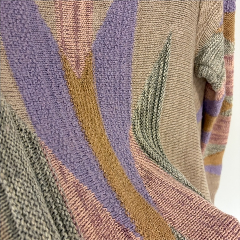 Vintage Ralph Lauren Cardigan Aztec Pastel print cotton Merino wool blend - Picture 10 of 13
